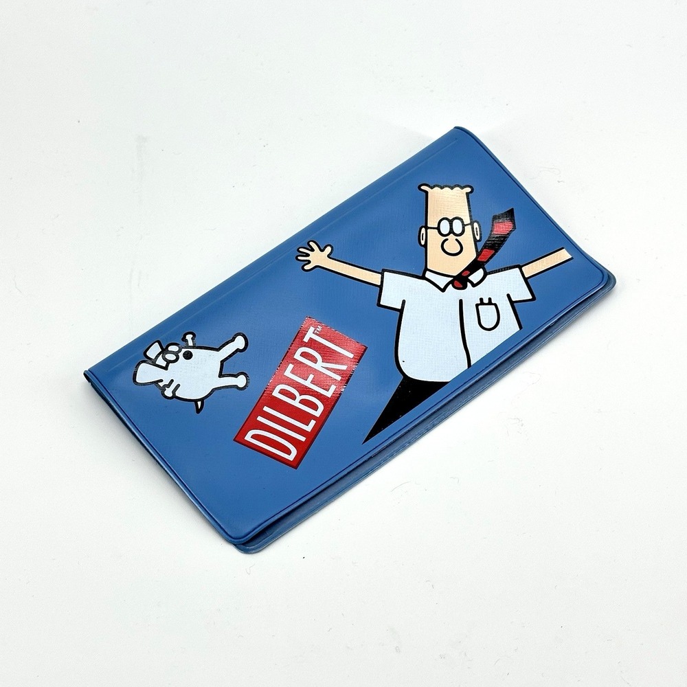 Vintage Dilbert Checkbook Holder Scott Adams 90's Comic Cartoon Animated